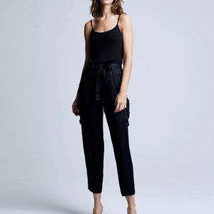 L'AGENCE Roxy Silk Paperbag Tie Waist Cargo Pants